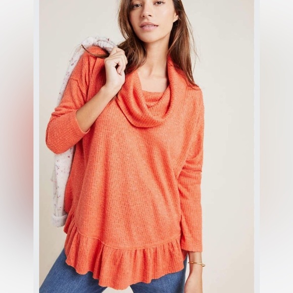 Beautiful Cowl Neck Maeve Anthropologie knit frilly top. Size Small. - Picture 14 of 15